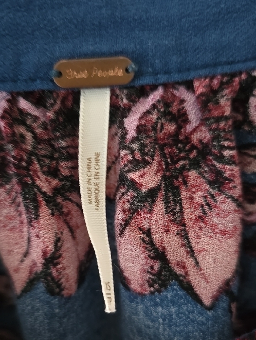Free People Blue Floral Peasant Blouse with Tie - Picture 4 of 7